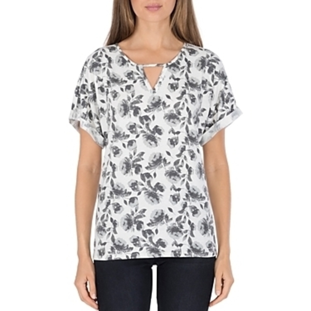 B Collection by Bobeau Womens Keyhole Pullover Top Multi XS